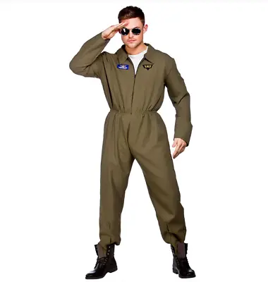 NEW Top Shot Pilot Top Gun Air Forces Navy Army Fighter Men XL Halloween Costume • £32.99