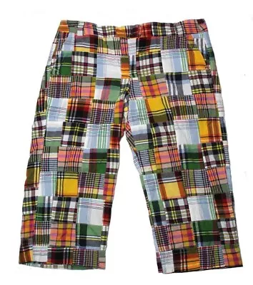 J. Crew India Madras Patchwork Cropped Pants Multicolor Women's Size 12 • £33.25