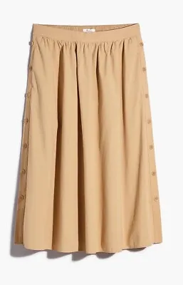 Madewell NEW Signature Poplin Side-Button Midi Skirt Size XL Khaki • $34.99