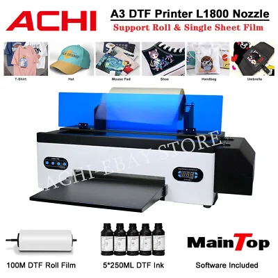 ACHI A3 DTF L1800 Printer Direct To Film T-Shirt Flatbed Heat Transfer Printer • $2199