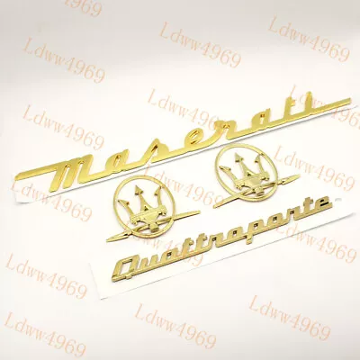 4PC SET Gold Emblem Quattroporte For Maserati R&L Side Trunk Badges • $69.95