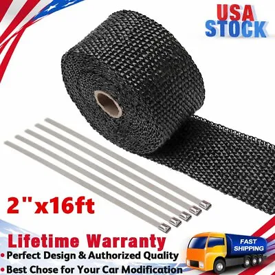 2  X 16ft Exhaust Manifold Header Pipe Roll Tape Heat Wrap Thermal & 5 Ties • $11.59