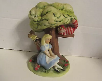 Vintage Alice In Wonderland Ceramic Tree Figurine W/ Cheshire Cat Disney WDP • $39.99