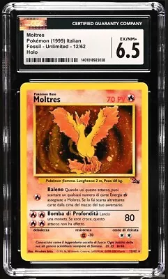 1999 Fossil Set Moltres 12/62 Holo Rare ITALIAN Pokemon Card CGC 6.5 Psa • $54.99