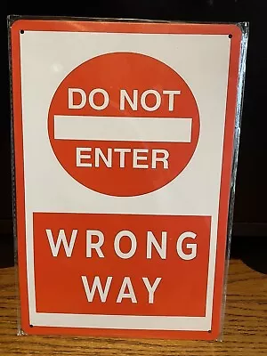 DO NOT ENTER WRONG WAY METAL SIGN 8”x12” NIP • $14.44