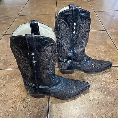 Corral Wings & Cross Boots Men's Men's 9.5 D Vintage Black Brown • $99.95