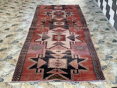 Vintage Turkish Rug | Tribal Handmade Wool Farmhouse Antique Carpet 3 X 9 Ft • $284.99