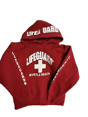 Myrtle Beach Lifeguard Youth Hoodie Sweatshirt Size 6/8  Red Kangaroo Pocket • $12