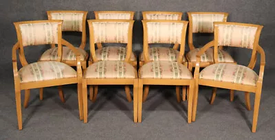 Set Of 8 Blonde Mid-Century Modern Hollywood Regency Dining Chairs C1950s • $2565