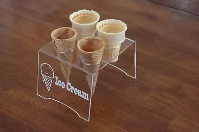 £17.36 • Buy Engraved Acrylic 4 Cone Ice Cream Cone Holder Tray Display Stand Rack Wedding