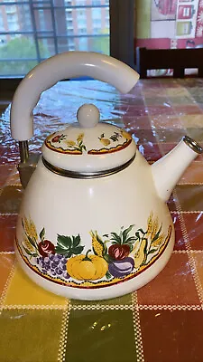 Vintage Taiwan Porcelain Tea Kettle Fruit Tea Pot Brand New Half Handle White • $20