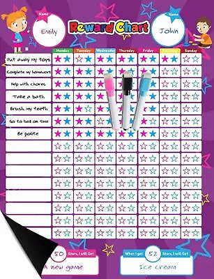 Magnetic Reward Behavior Star Chore Chart For One Or Two Kids 17 X 13  • $16.75