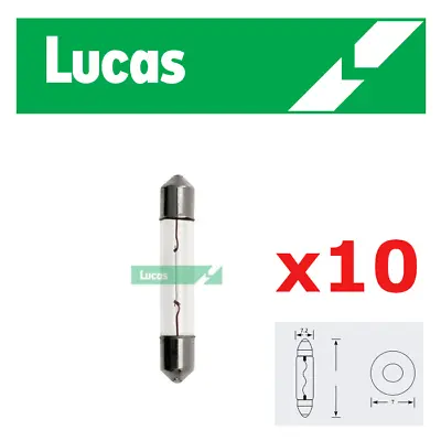 £7.14 • Buy Lucas - 12v 3w S7s - 256 - 7x36mm - Festoon Light Bulb Interior Number Plate X10