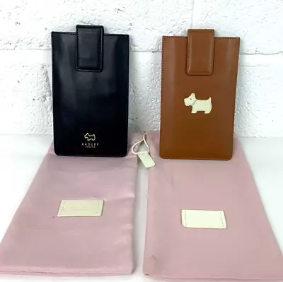 Radley Genuine Leather Phone Case Bundle X2 Brown & Black Dust Bag Very Good • £12.99