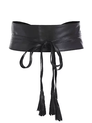 Size M Bid For Women Faux Leather Obi Belt With Tassel Decoration • £2.99