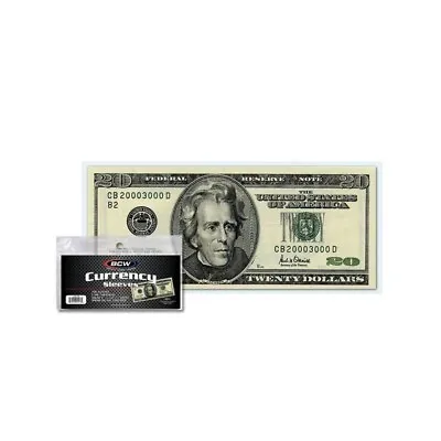 (100) US Currency Paper Money Bill Protector Sleeves For Regular Bills By BCW • $7.99