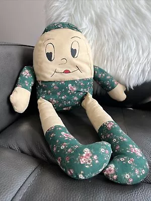 Vintage Humpty Dumpty Doll Stuffed Toy 16” String Legs Handmade Green Floral • $21.52