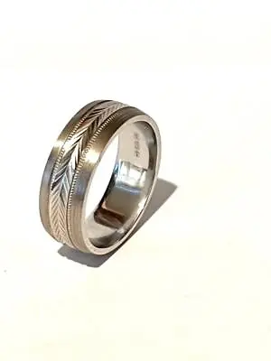 Ladies Gents 6mm Sterling Silver Designer Bham Wedding Ring Band Size T 1/2 925 • £24.99