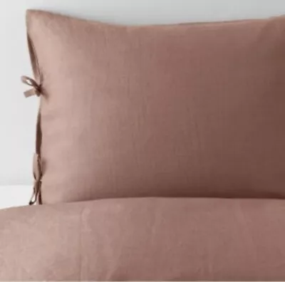 IKEA PUDERVIVA Single Duvet Cover 150x200 Pillowcase 50x80 Dark Pink 100% LINEN • £49