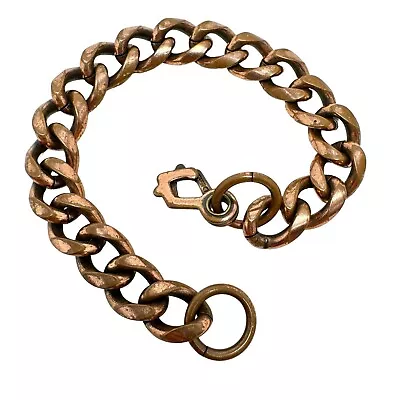 Vintage Chunky Solid Copper Curb Link Chain Bracelet • $26.09