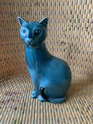 £30 • Buy VINTAGE POOLE POTTERY TURQUOISE CAT FIGURINE  HEIGHT 17cm EXC. CONDITION