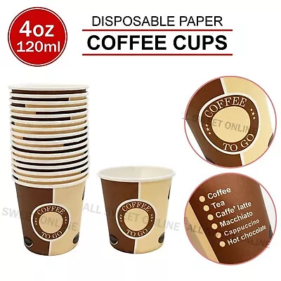 4oz 120ml Disposable Paper Espresso Coffee Cups Coffee Takeaway Single Wall BULK • $89.95