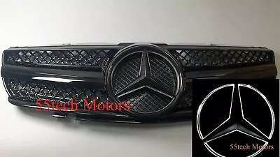 Mercedes R230 SL500 SL600 Grille Grill Illuminated LED Logo Emblem Glossy Black • $239.95