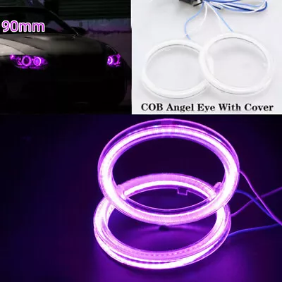 2Pcs Purple 90mm Halo Rings COB Angel Eyes Car LED Light DRL Headlight Lamp • $21.60