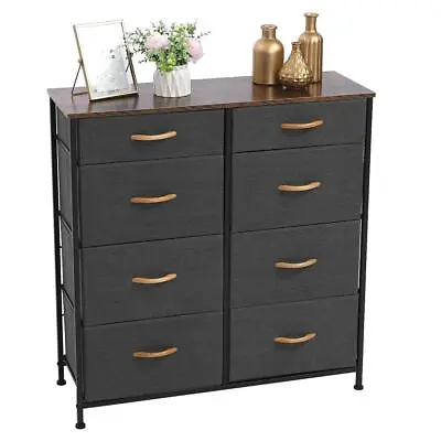 8 Drawer Chest Of Drawers Fabric Dresser Bedside Storage Organizer Unit Bedroom • £45.99