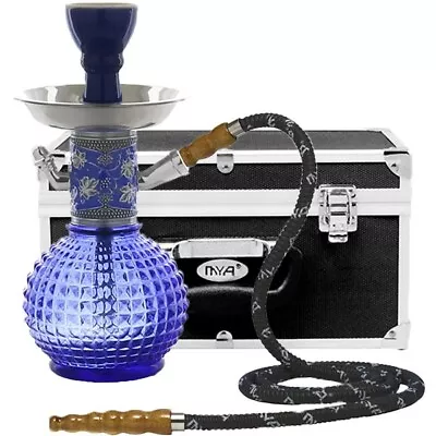 Mya Bambino 10.5  Portable Hard Case Hookah Shisha Pipe Set Single Hose Blue • $59.99