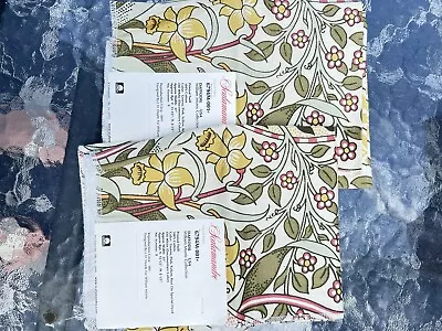 2 Scalamandre Fabric-DAFFODIl -Printed Twill- V 18” X H 26“ - Color Green  Pink • $100