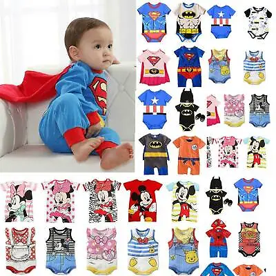 Baby Kids Superman Cartoonborn Boy Girl Romper Bodysuit Jumpsuit Outfit Clothes • £6.83