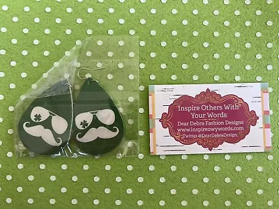 Shamrock  Sunglasses And Mustache Light Weight Faux Leather Dangle Earrings • $1.99