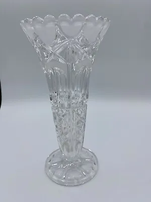 Valentines Day Crystal Vase W/ Frosted Hearts Echt Bleikristall  W Germany 8” • $17