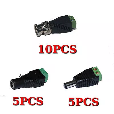 5 Sets CAT5 To BNC Coaxial Video Balun Plus 2.1mm Male Female DC Power Connector • $13.29