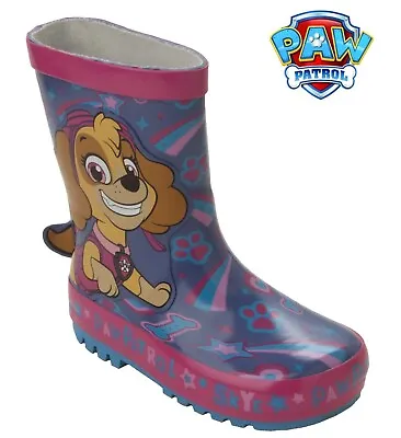 Girls Paw Patrol Skye Official 3d Wellies Rain Wellington Boots Uk Size 5-10 • £12.95