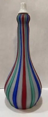 Vintage Antique Swirl Stripe Opalescent Multi Color Glass Barber Bottle 7” Tall • $225