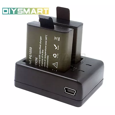 1Set PG1050 Rechargable Camera Dual Battery+Charger Eken V8s H8 H9 H8R H9R AU • $12.82