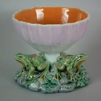 Minton Majolica Frog And Mushroom Sweetmeat Bowl • $2750.20