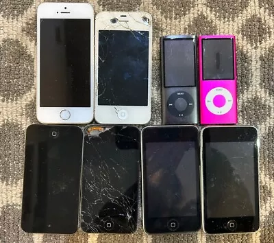 Lot (8) Ass’t Apple IPhones IPods As Is For Parts Or Repair - 2 Damaged Screens • $99