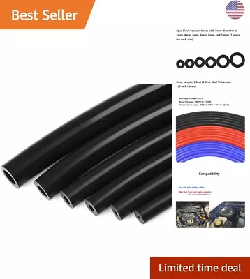 High Performance 6PCS 5FT Black Silicone Vacuum Tubing Hose Kit - Reinforced • $45.93