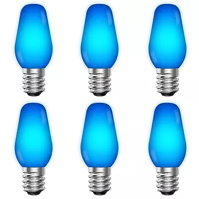 Luxrite C7 LED Blue Light Bulb For String Lights 0.5W E12 UL Outdoor 6 Pack • $11.95