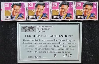 1993 US 29 Cent Elvis Presley Strip Of 4 Stamps MNH SC#2721 (CV $2.40) • $1.25