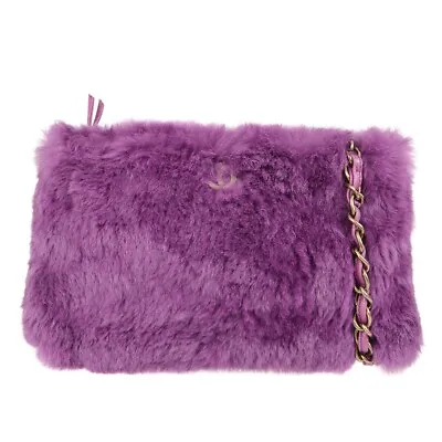 Chanel Purple Fur Chain Shoulder Bag 151258 • $1980