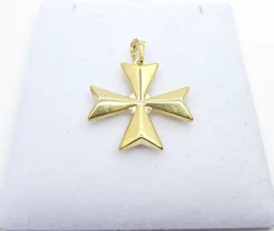 9ct Gold Maltese Cross Pendant Charm Yellow Gold With Gift Box • £68