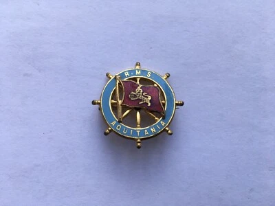£59 • Buy Vintage Cunard R.m.s.aquitania Souvenir Enamel Ships Wheel Pin Badge