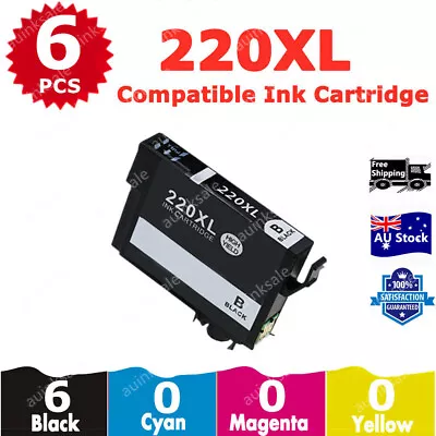 6x Non-OEM Ink Cartridge Black 220XL 2201 XL For Epson WF2630 WF2660 XP420 XP424 • $19