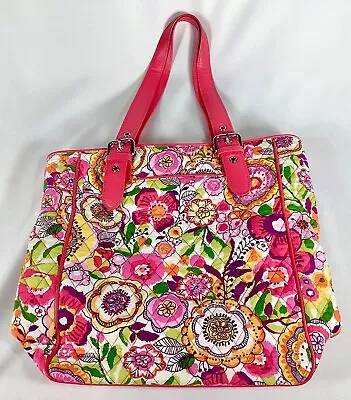 VERA BRADLEY Shoulder Bag Tote CLEMENTINE Pink Floral Vinyl Straps 12”x13” NWOT • $29.99