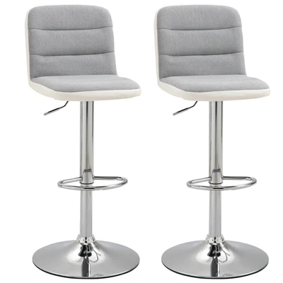 £69.99 • Buy HOMCOM Bar Stool Set Of 2 Adjustable Height Upholstered Bar Chair Light Grey