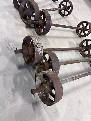 1 Axle 2 Wheels Antique Cast Iron Hit Miss Engine Cart Maytag Vintage Dolly Old • $33